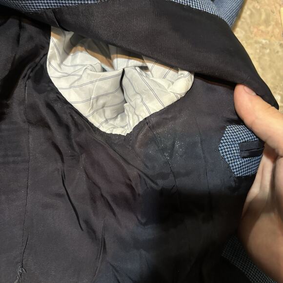 Suitsupply Blazer Mens 44L Pure Wool Sienna Single Breasted Houndstooth Canonico - Picture 9 of 16